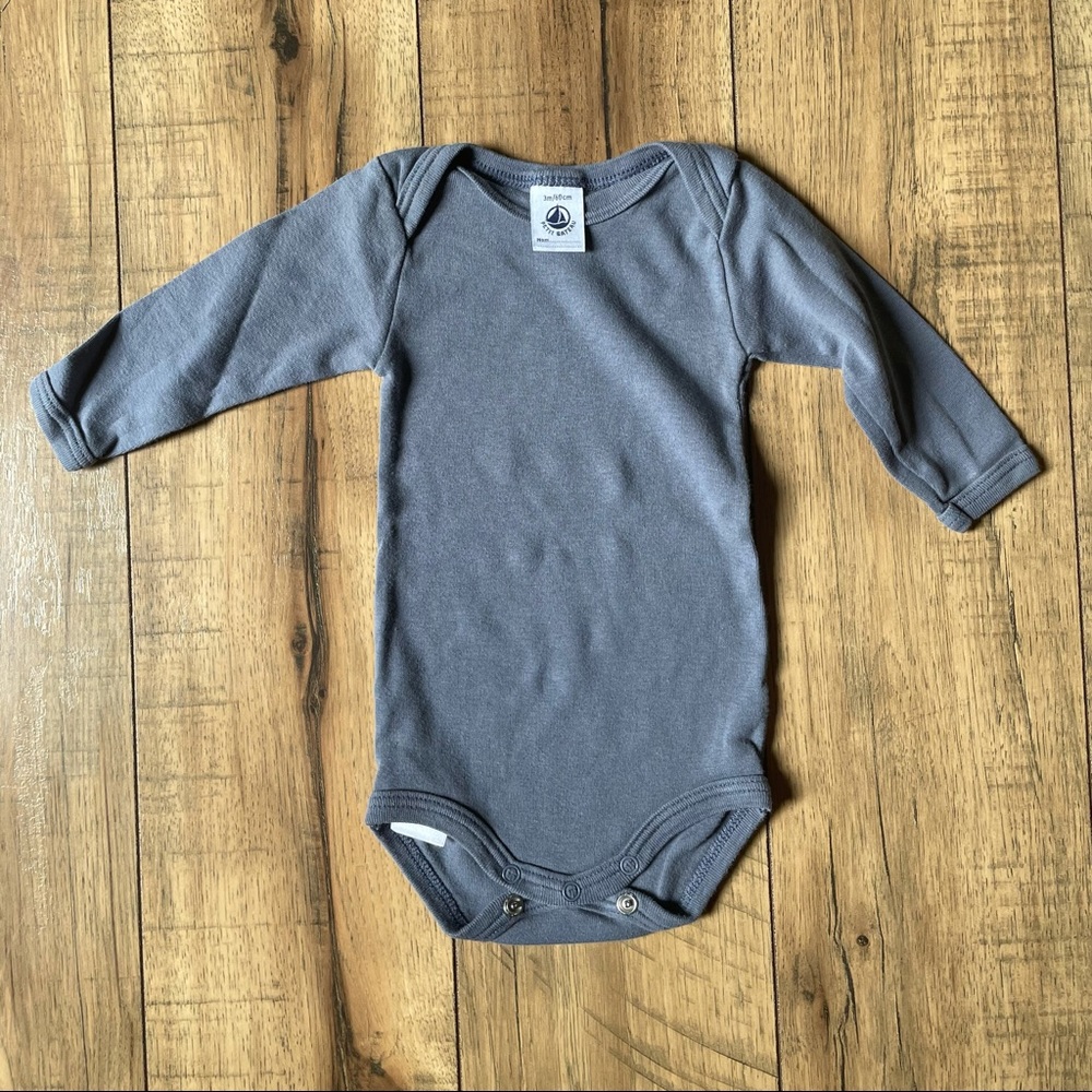 Petit Bateau grey newborn onesie